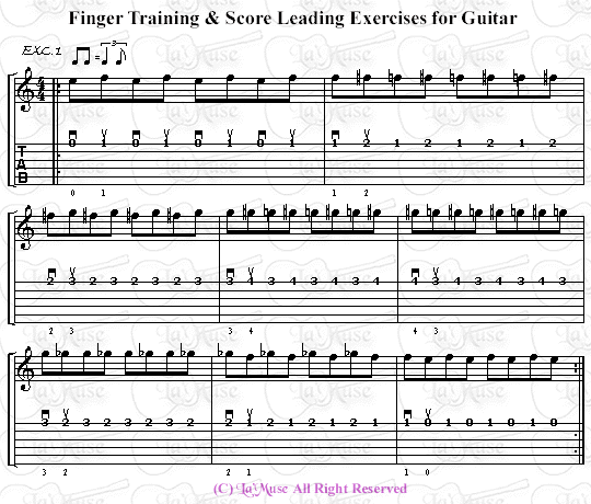 ラミューズの音楽帳第１集ギタリストの為の為のフィンガー・トレーニングと<br>
スコアー・リーディング・エキササイズNo.1の画像